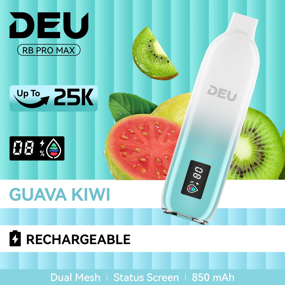 Deu Rb 25k Pro Max+ Disposable Vape Guava Kiwi