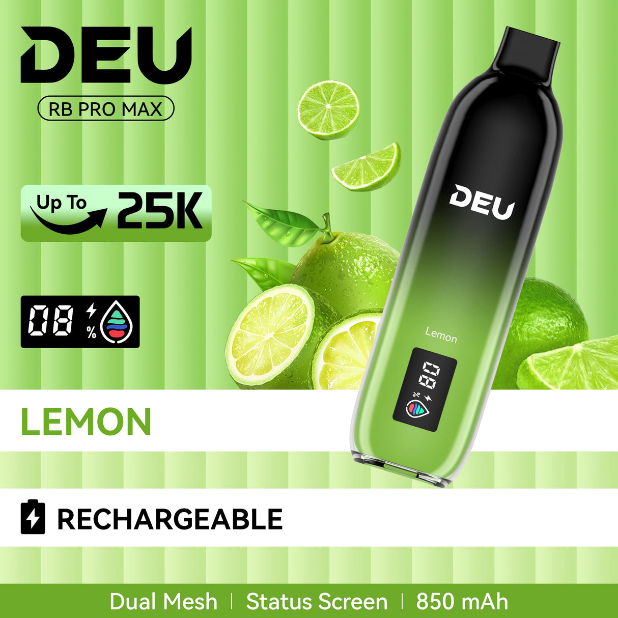 Deu Rb 25k Pro Max+ Disposable Vape Lemon