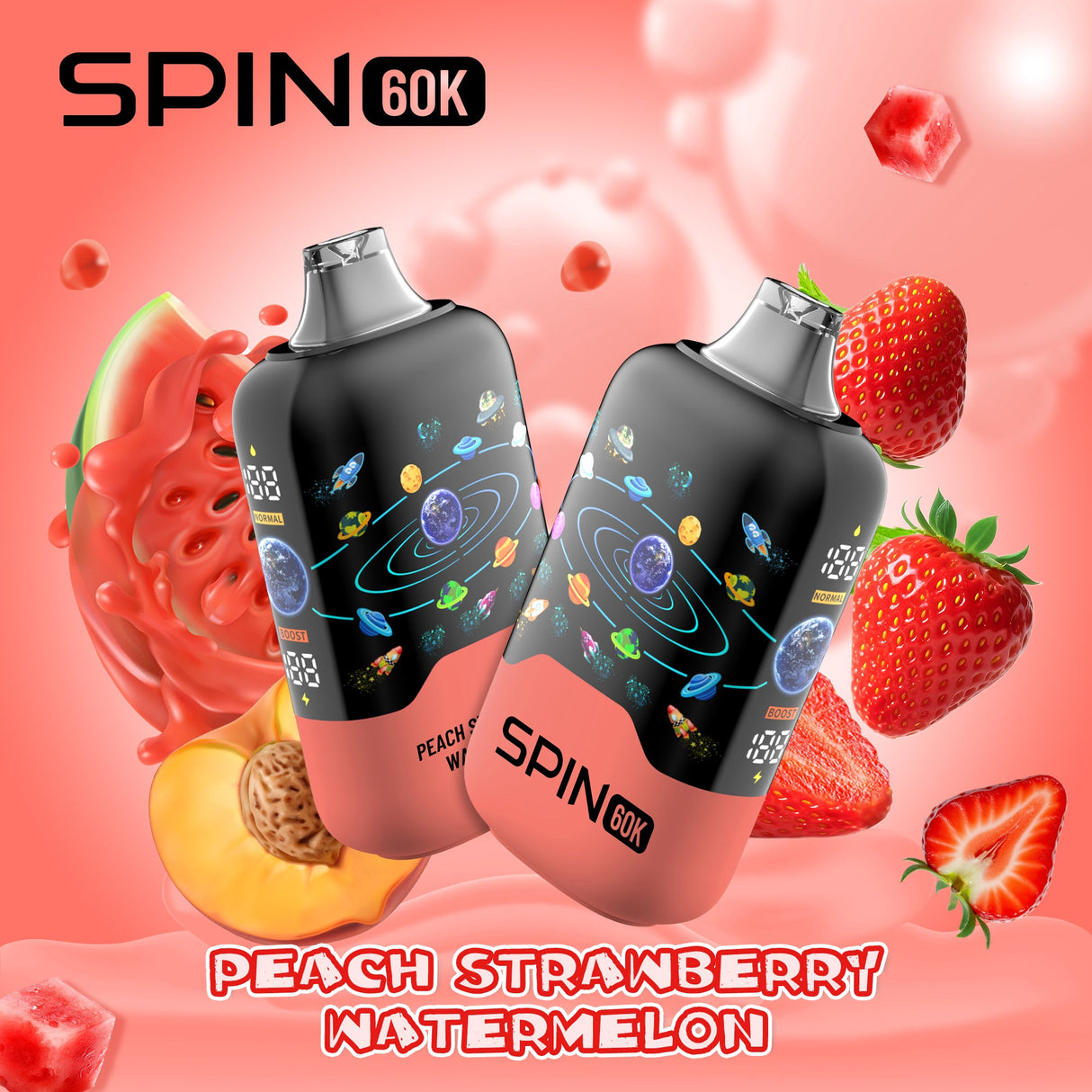 Spin 60K (60000) Disposable Vape Peach Strawberry Watermelon