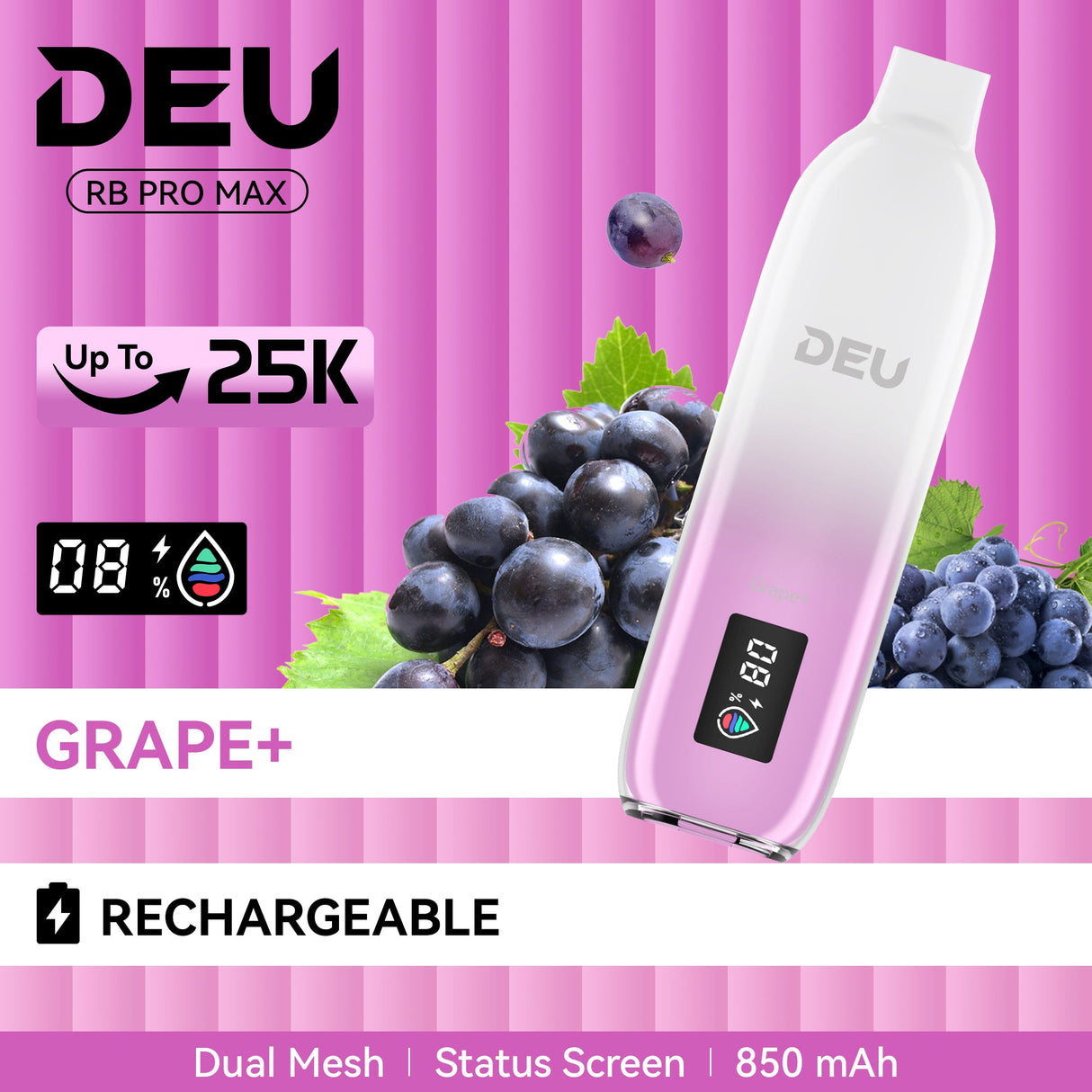 Deu Rb 25k Pro Max+ Disposable Vape Grape+