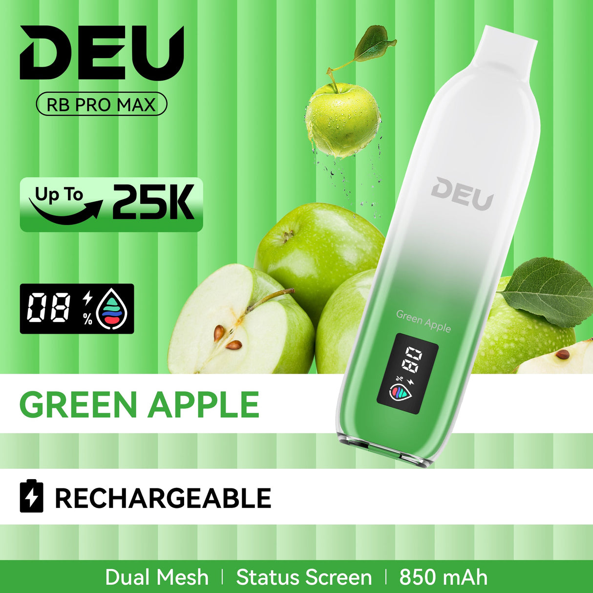 Deu Rb 25k Pro Max+ Disposable Vape Green Apple