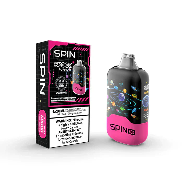 Spin 60K (60000) Disposable Vape Raspberry Peach Mango Ice